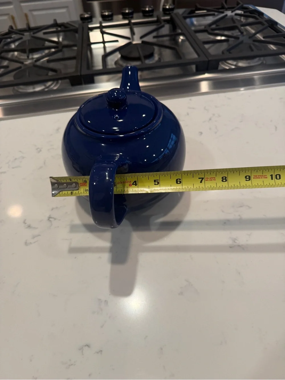 Cobalt Blue Ceramic Teapot Large Glossy Classic Cottage Kitchen Tea Pot